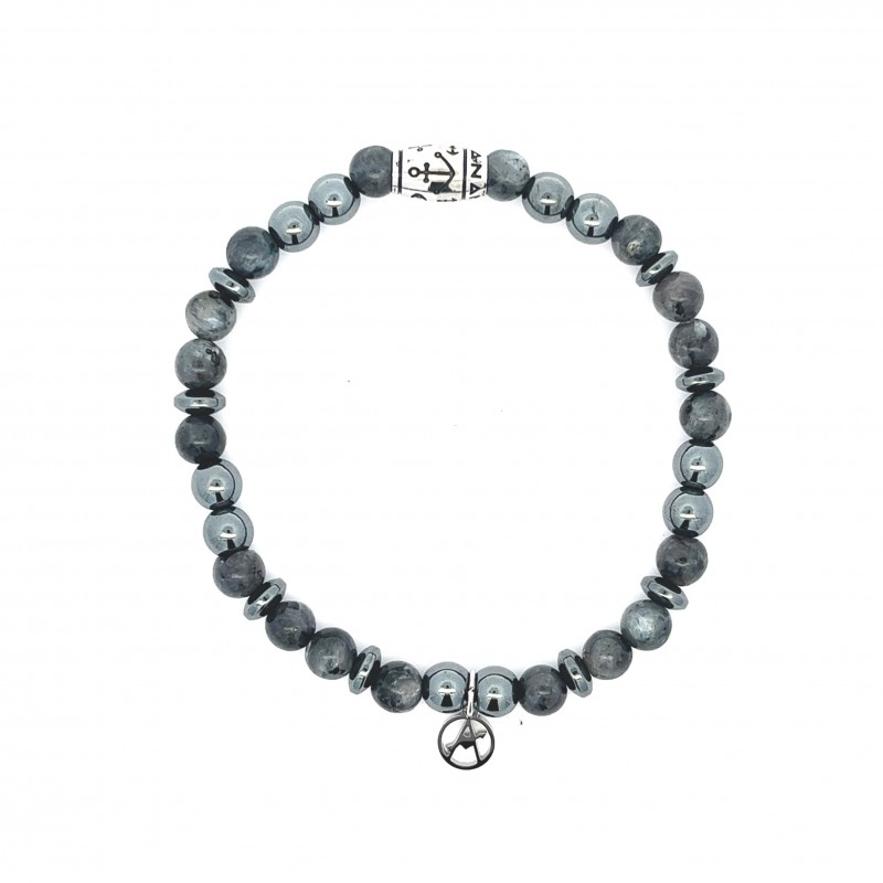 AWNL Bracciale Uomo In Pietra Naturale Dumortierite – Perle 10 Mm Con Chiusura In Argento - 2
